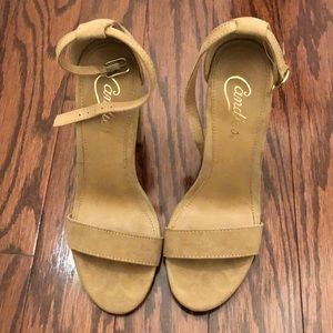 Nude suede heels